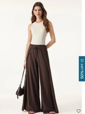 NWT $99 MSRP OGL Bamboo Ponte Wrap-tie Palazzo Pant with Pockets